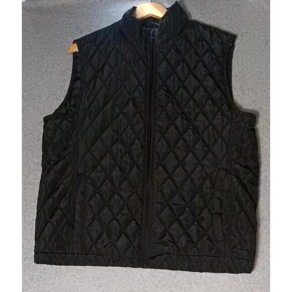 Tahari Jackets & Blazers - Tahari Quilt Lined Zip Up Vest Womens Size Large Black With Pockets Holiday Cold